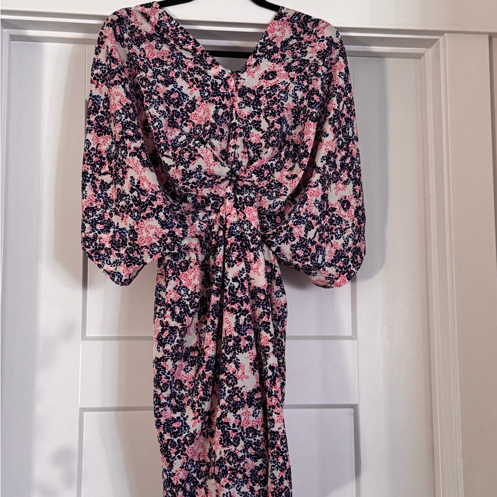 Collective Concepts Pink and Blue Floral Long Sleeve Dress